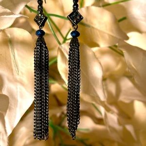 Sparkle and Shine Beaded Long Tassel Chain Earrings